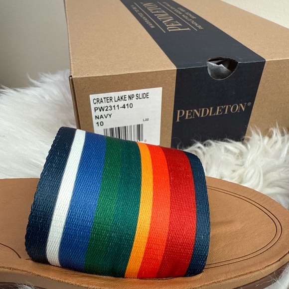 Pendleton Crater Lake National Park Slides Navy Rainbow NEW With Box! - Picture 5 of 6